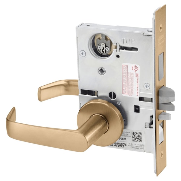 Apartment or Dormitory Mortise Lock, NS Lever, A Rose, Satin Bronze